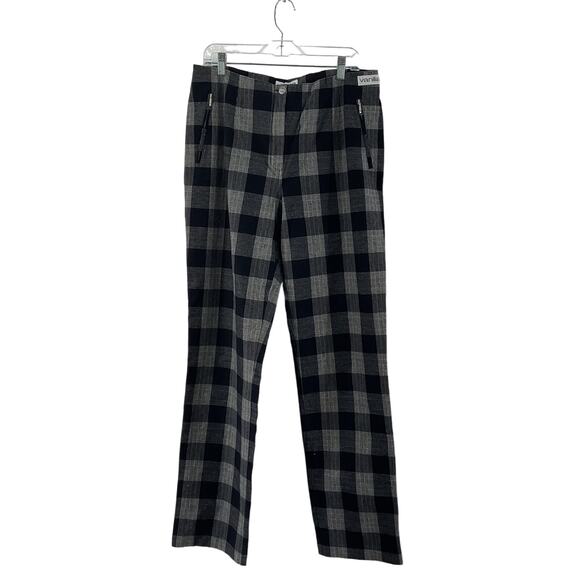 Women's Vanilia Gray Plaid Wide Leg Pants, Size 48 Long, Preowned - Picture 1 of 5
